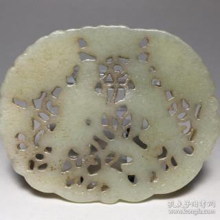 精品旧藏清代老和田玉镂雕【和合二仙】挂件,雕工精湛,玉质细腻,包浆