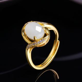 东方翡翠 精美细腻 心悦s925银镶细腻和田玉戒指 开口可调节戒指 商品