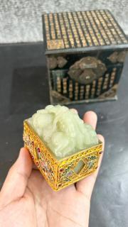 和田碧玉装(包金和田玉)印章