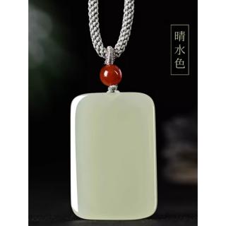 晴水无事牌和田玉平安吊坠青玉湖水绿玉石平安牌玉佩女 晴水色